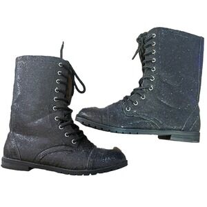 Glitter Dance Combat Boots 7 AM Hip Hop Black with Silver Accent BALERA